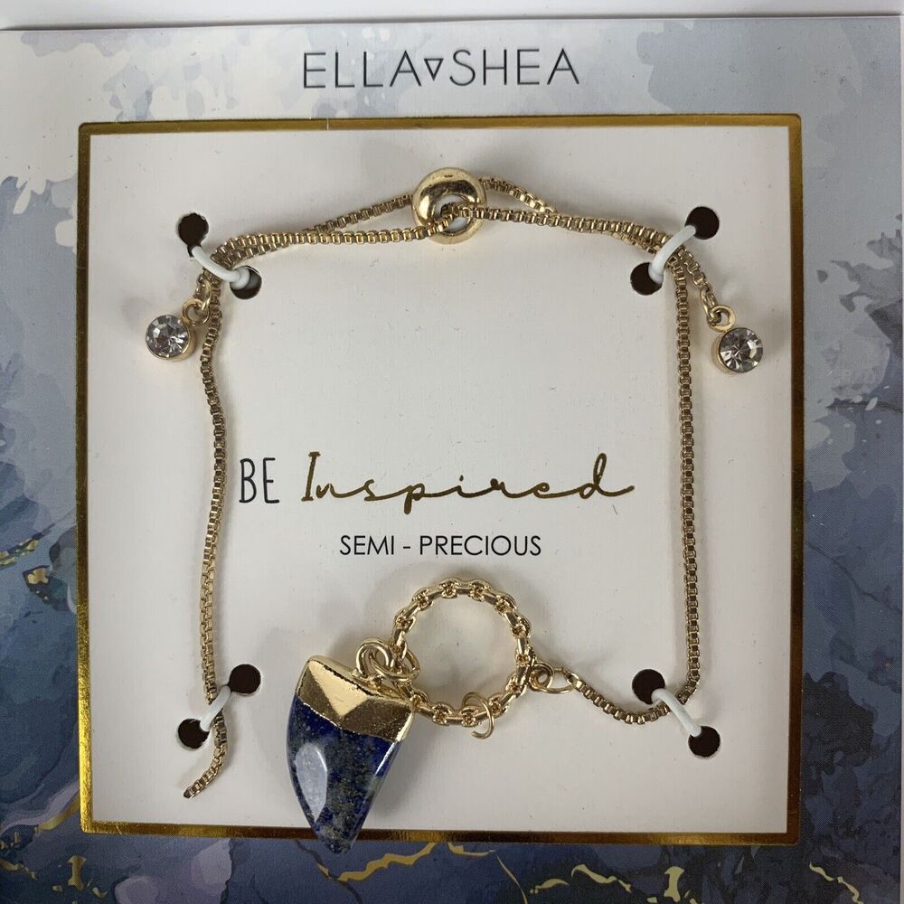 Ella Shea Gemstone Necklace Lapis Horn Pendant Be Inspired Semi Precious